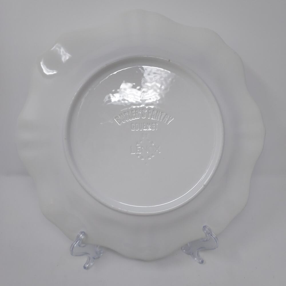 Lenox Butlers Pantry Gourmet Dinner Plate 12" Set of 2 Ivory Scroll Made Italy - Picture 9 of 9